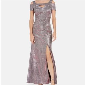 Night Way Shimmer Gown Off the Shoulder Sleeve